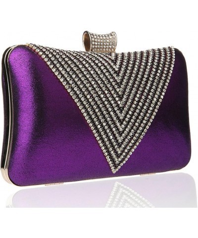 Fashion Clutch Bag Wedding Clutches Crystal Elegant Clutch Evening Party Bags Sparkling Purse Purple $18.19 Evening Bags