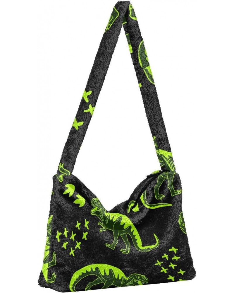 Women Boho Handbag Neon Green Dino Cool Underarm Bag Tote Bag Shoulder Bag Crossbody Bag Fluffy Cell Phone Purse Patriot Lady...