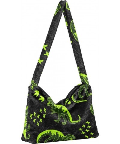 Women Boho Handbag Neon Green Dino Cool Underarm Bag Tote Bag Shoulder Bag Crossbody Bag Fluffy Cell Phone Purse Patriot Lady...