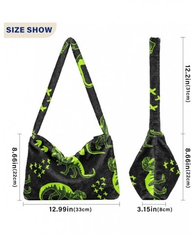 Women Boho Handbag Neon Green Dino Cool Underarm Bag Tote Bag Shoulder Bag Crossbody Bag Fluffy Cell Phone Purse Patriot Lady...