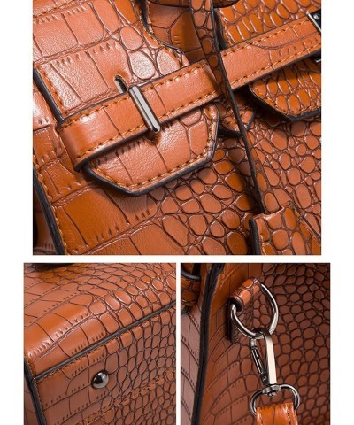 Women PU Leather Crocodile Print Handbag Shoulder Bag Clutch Handle Satchel Tote Square Purse 3 Set Rose $36.75 Totes