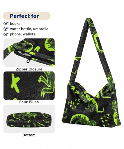 Women Boho Handbag Neon Green Dino Cool Underarm Bag Tote Bag Shoulder Bag Crossbody Bag Fluffy Cell Phone Purse Patriot Lady...