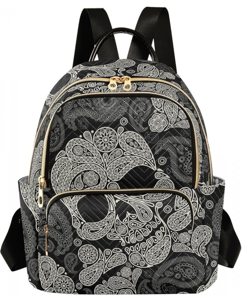 Skull Paisley Halloween Mini Backpack Purse for Women Travel Bag Fashion Daypack Back Pack Shoulder Bag Multicolor Medium $17...