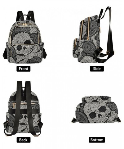 Skull Paisley Halloween Mini Backpack Purse for Women Travel Bag Fashion Daypack Back Pack Shoulder Bag Multicolor Medium $17...