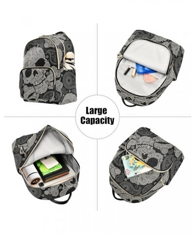 Skull Paisley Halloween Mini Backpack Purse for Women Travel Bag Fashion Daypack Back Pack Shoulder Bag Multicolor Medium $17...