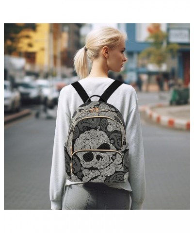 Skull Paisley Halloween Mini Backpack Purse for Women Travel Bag Fashion Daypack Back Pack Shoulder Bag Multicolor Medium $17...