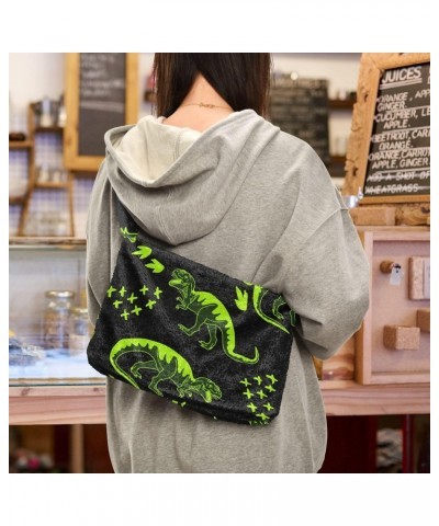 Women Boho Handbag Neon Green Dino Cool Underarm Bag Tote Bag Shoulder Bag Crossbody Bag Fluffy Cell Phone Purse Patriot Lady...