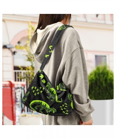 Women Boho Handbag Neon Green Dino Cool Underarm Bag Tote Bag Shoulder Bag Crossbody Bag Fluffy Cell Phone Purse Patriot Lady...