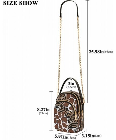 Leopard Zebra Giraffe Skins Crossbody Bags for Women Quilted Chain Crossbody Purses Trendy Wild Animals Fur Cross Body Phone ...