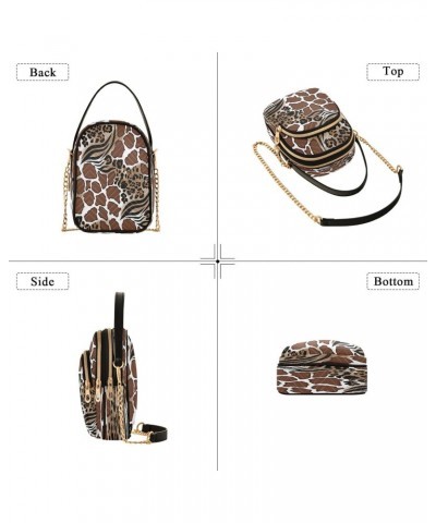 Leopard Zebra Giraffe Skins Crossbody Bags for Women Quilted Chain Crossbody Purses Trendy Wild Animals Fur Cross Body Phone ...