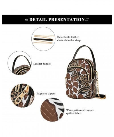 Leopard Zebra Giraffe Skins Crossbody Bags for Women Quilted Chain Crossbody Purses Trendy Wild Animals Fur Cross Body Phone ...