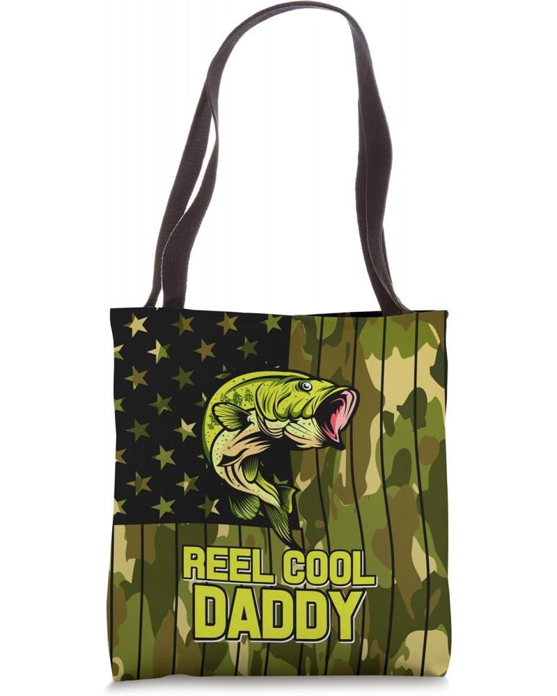 Vintage Reel Cool Daddy - American Flag Patriotic Fishing Tote Bag $13.32 Totes