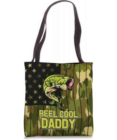 Vintage Reel Cool Daddy - American Flag Patriotic Fishing Tote Bag $13.32 Totes