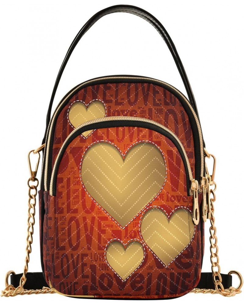 Valentine's Day Love Crossbody Bags for Women Quilted Shoulder Bag Handbag with Chain Strap Date Trendy Cross Body Cell Phone...