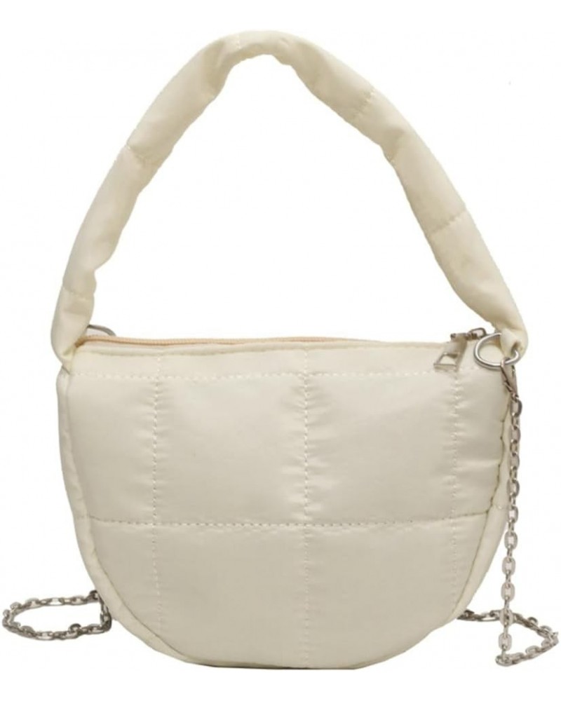 Quilted Hobo Bag Women's Padding Down Cotton Shoulder Crossbody Purse Handbag Dumpling Totes Satchels with Chain A-white $17....