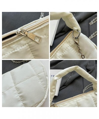 Quilted Hobo Bag Women's Padding Down Cotton Shoulder Crossbody Purse Handbag Dumpling Totes Satchels with Chain A-white $17....