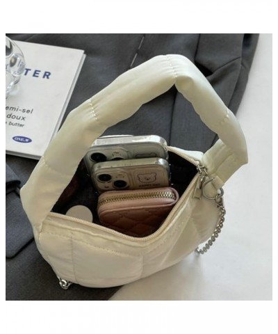 Quilted Hobo Bag Women's Padding Down Cotton Shoulder Crossbody Purse Handbag Dumpling Totes Satchels with Chain A-white $17....