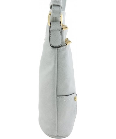 Triple Zip Pocket Large Crossbody Bag Blue Grey $12.69 Crossbody Bags