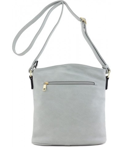 Triple Zip Pocket Large Crossbody Bag Blue Grey $12.69 Crossbody Bags