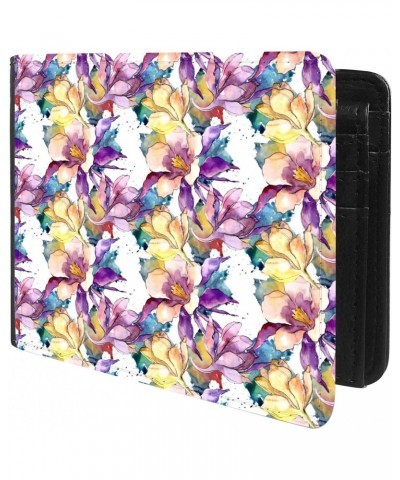 Unique Desige Pattern - WatercolorAquilegia Flower Floral Pattern, Slim Front Pocket Wallet Billfold RFID Blocking $9.17 Wallets