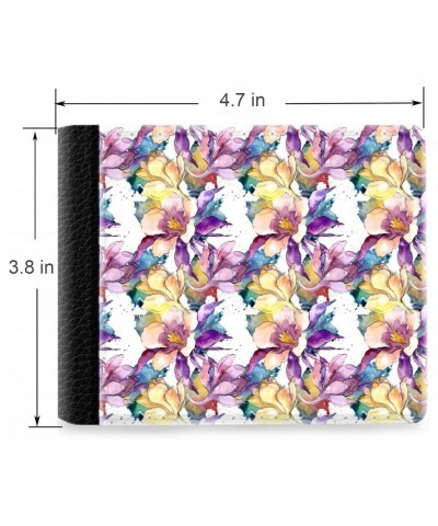 Unique Desige Pattern - WatercolorAquilegia Flower Floral Pattern, Slim Front Pocket Wallet Billfold RFID Blocking $9.17 Wallets