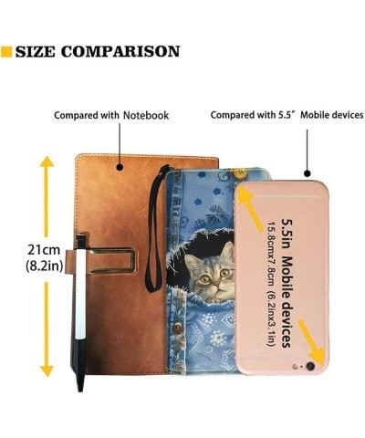 Cute Denim Squirrel Print Portable Leather Purse for Women Casual Clutch Leather Wallet Pouch Change Handbag with Wristlet Zi...