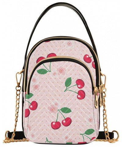 Sweet Red Cherries Blossoms Crossbody Bags for Women Crossbody Bag Travel Passport Wallet Bag with Chain Strap for Gifts Wome...