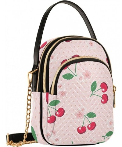 Sweet Red Cherries Blossoms Crossbody Bags for Women Crossbody Bag Travel Passport Wallet Bag with Chain Strap for Gifts Wome...