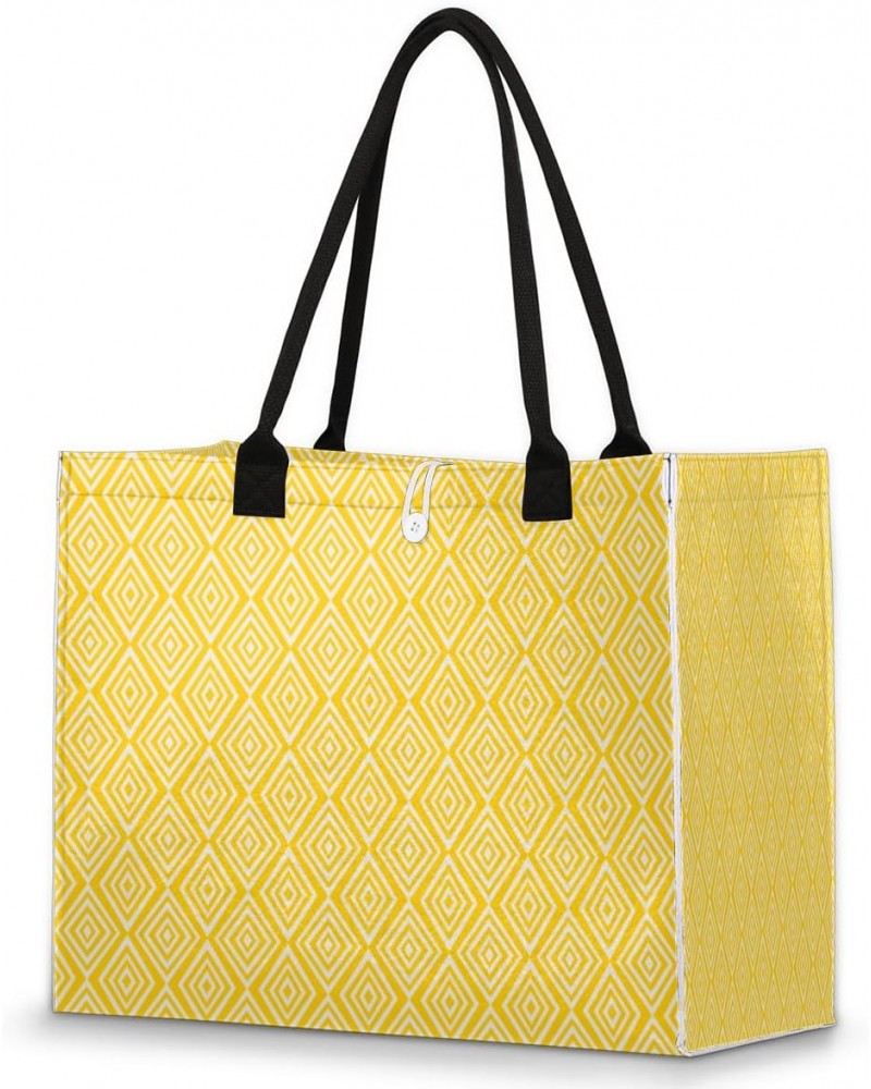 Yellow Rhombus Large Tote Bag Retro Pattern Shoulder Bag For Women Teachers Nurses Work Shopping Travel Handbag Purse $9.76 T...