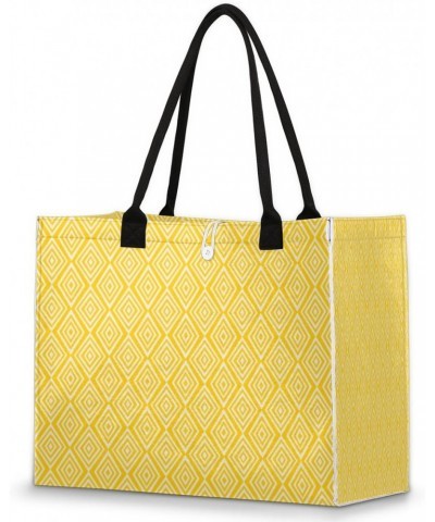 Yellow Rhombus Large Tote Bag Retro Pattern Shoulder Bag For Women Teachers Nurses Work Shopping Travel Handbag Purse $9.76 T...