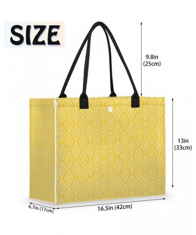 Yellow Rhombus Large Tote Bag Retro Pattern Shoulder Bag For Women Teachers Nurses Work Shopping Travel Handbag Purse $9.76 T...