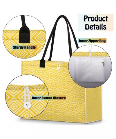 Yellow Rhombus Large Tote Bag Retro Pattern Shoulder Bag For Women Teachers Nurses Work Shopping Travel Handbag Purse $9.76 T...