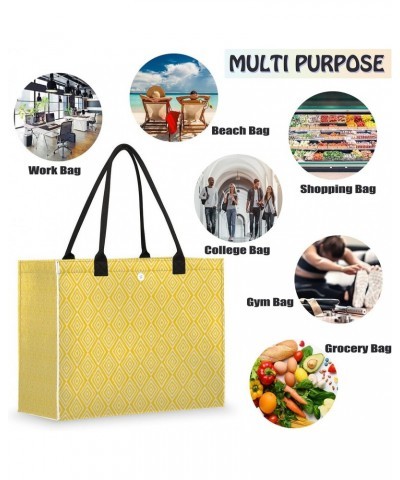 Yellow Rhombus Large Tote Bag Retro Pattern Shoulder Bag For Women Teachers Nurses Work Shopping Travel Handbag Purse $9.76 T...