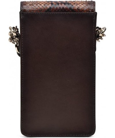 Women's Cell Phone Pouch in Genuine Python Leather Brown BOD38PI Chocolate $105.60 Wristlets