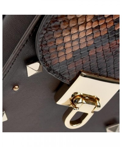 Women's Cell Phone Pouch in Genuine Python Leather Brown BOD38PI Chocolate $105.60 Wristlets