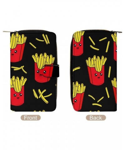 Colorful French Fries Womens Long Wallets Leather Large Capacity Wristlet Clutch Purse Credit Card Holder $19.43 Wristlets