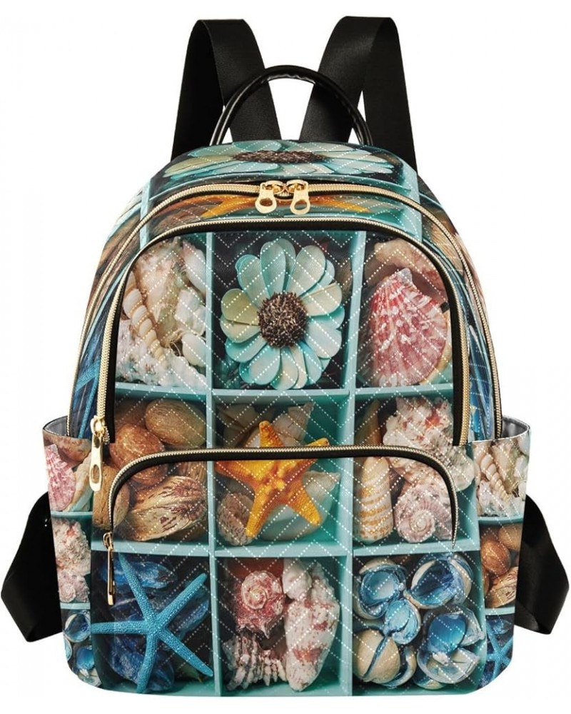 Backpack Purse for Women Realistic Sea Shell Starfish, Mini Fashion Backpack Sea Life Lightweight Casual Daypack Shoulder Bag...