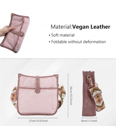 Crossbody Bags for Women Trendy Vegan Leather Plush Hobo Purses Shoulder Handbags with 2 Wide Shoulder Strap Pink $12.00 Cros...