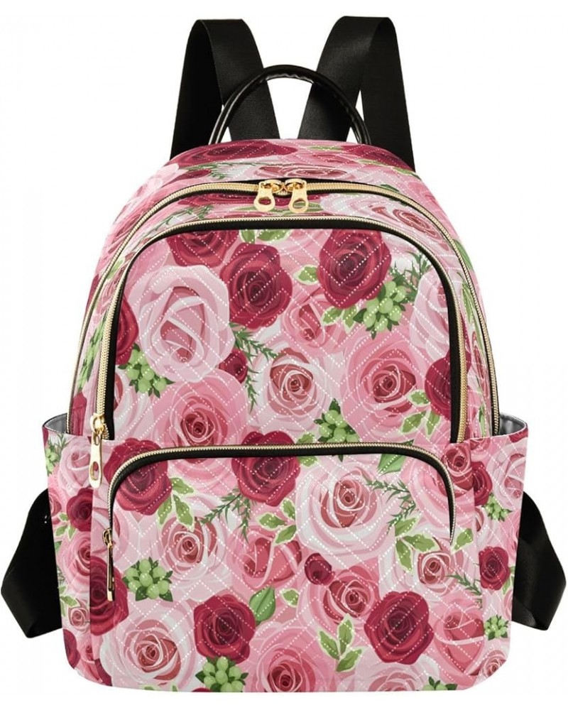 Fashion Backpack Mini Backpack Purse Casual Daily Backpack Red Pink Rose for Travel for College Work Medium $17.48 Backpacks