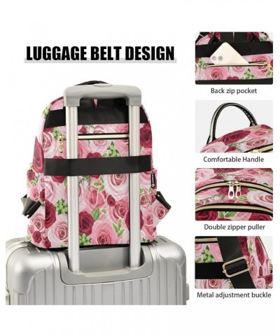 Fashion Backpack Mini Backpack Purse Casual Daily Backpack Red Pink Rose for Travel for College Work Medium $17.48 Backpacks