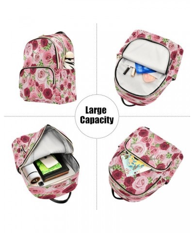 Fashion Backpack Mini Backpack Purse Casual Daily Backpack Red Pink Rose for Travel for College Work Medium $17.48 Backpacks