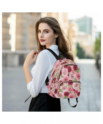 Fashion Backpack Mini Backpack Purse Casual Daily Backpack Red Pink Rose for Travel for College Work Medium $17.48 Backpacks