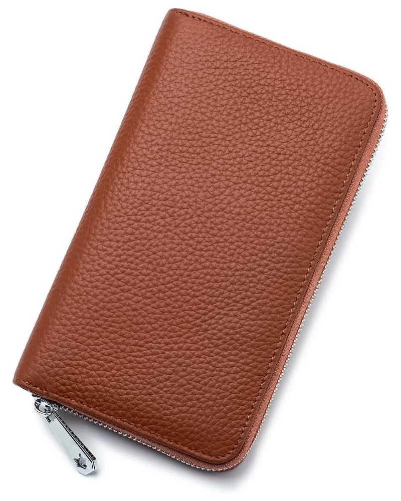 Multifunctional RFID Women Men Wallet Coin Purse Large Capacity First Layer Cowhide Leather Zipper Organ Passport Card Holder...