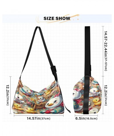 Cute Cartoon Duck Hobo Crossbody Bags for Women Leather Large Shoulder Bag Cross Body Spring Flower Heart Trendy Womens Tote ...