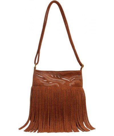 Women Fringe Hippie Crossbody Bag Faux Suede Shoulder Bag Hobo Tassel Messenger Bag Boho Purse Brown B $16.76 Totes