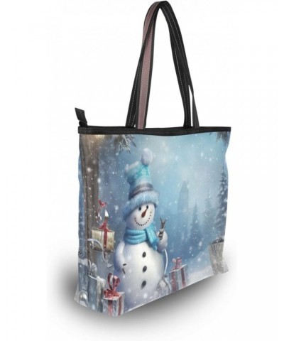 Christmas Snowmen Tote Bag for Women Casual Shoulder Bag Women Hobo Bag Top Handle Handbag for Shopping Travel Work $11.75 Totes