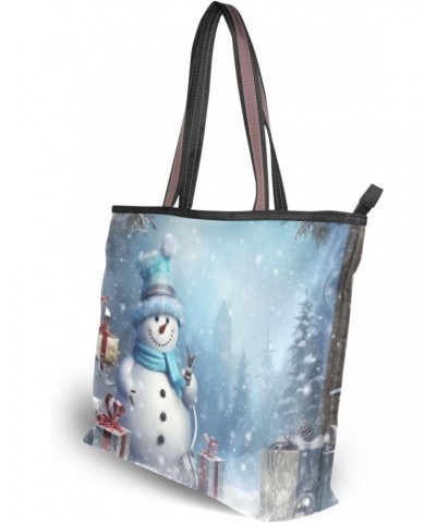 Christmas Snowmen Tote Bag for Women Casual Shoulder Bag Women Hobo Bag Top Handle Handbag for Shopping Travel Work $11.75 Totes