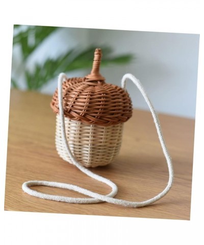 2 Pcs Rattan Satchel Hanging Basket Backpacks for Kids Hanging Planter Indoor Boho Shelves Kids Wallet Light Brown Beigex3pcs...