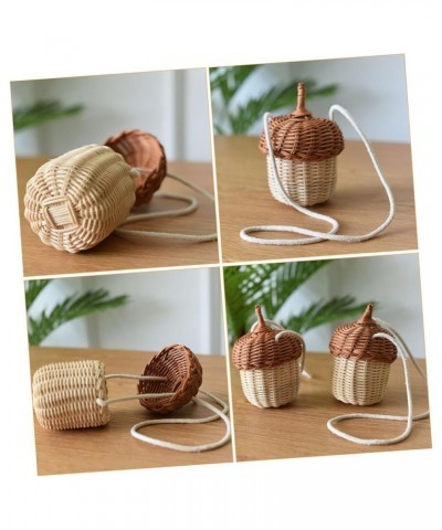 2 Pcs Rattan Satchel Hanging Basket Backpacks for Kids Hanging Planter Indoor Boho Shelves Kids Wallet Light Brown Beigex3pcs...