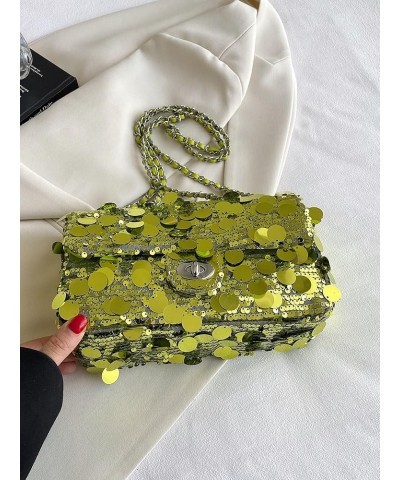 Women's Y2K Glitter Flip Chain Clutch Purse Prom Bags Strap Square Handbags Shoulder Bag for Evening Party Green $17.88 Shoul...